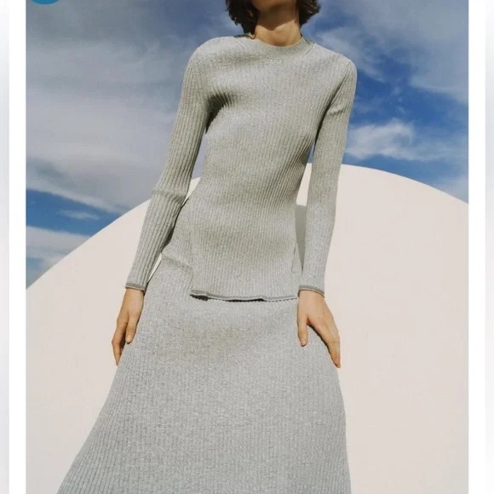 Theory mouline Ribbed Knit Sweater eggshell blue
